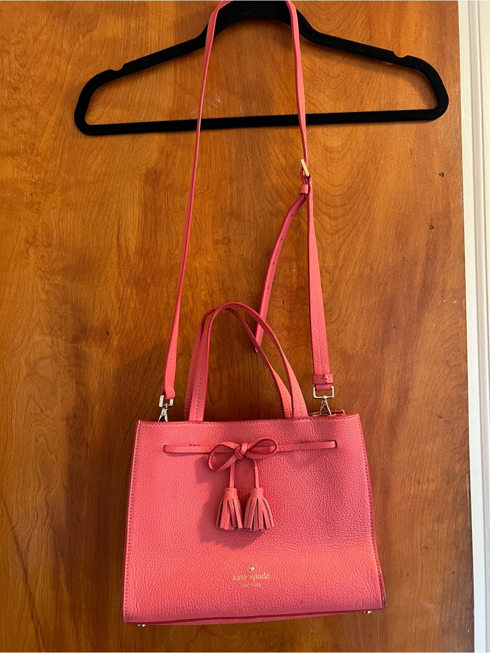 Kate Spade Pink Leather Tassel Tote Shoulder Bag